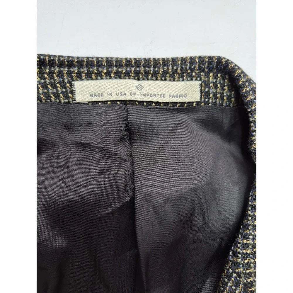 Joseph Abboud Mens Silk Wool Sports Coat 44R Multicolor USA 3 Button Check